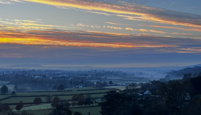 View From Wraxall A photograph showing the view of a sunset from Wraxall